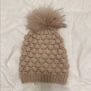Shiraleah Tan Knit Pom-Pom Hat
